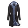 Spring and Autumn Long Casual Windbreaker Women's Water-Repellent Hooded Solid Color Top Striped Lined Straight Jacket