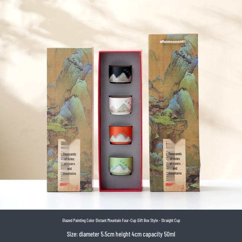 Ceramic Mastery Hand-Painted Retro Teacup - Chinese Style Gift with Custom Logo Packaging