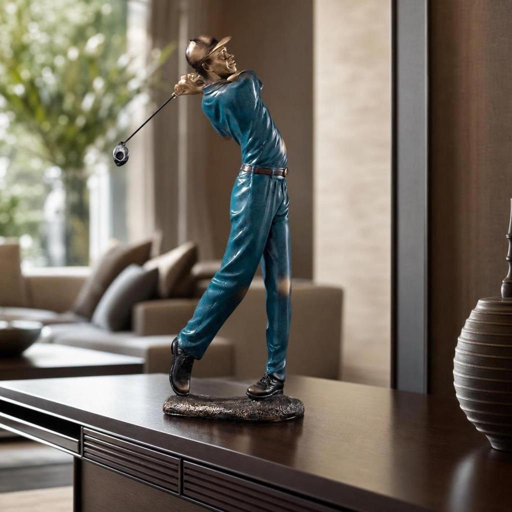 Golfer Figurine Sculpted Golf Modern for Office, TV Cabinet, Golfers