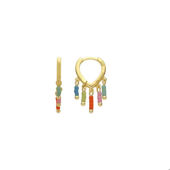 Boucles d'oreilles - LUXENTER - Mandel - Argent 925 - Or jaune 18k - Laque multicolore