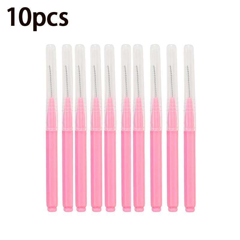 10 Piece Set Interdental Brushes for Tooth Gap Cleaning with Mascara Brushes for Multi Purpose Use in Beauty and Oral Health