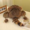Russian Style Raccoon Hat Winter Mongolian Hat Thicken Parent Kids Raccoon Tail Hat for Adult Teens Keep Warm Plush Hat