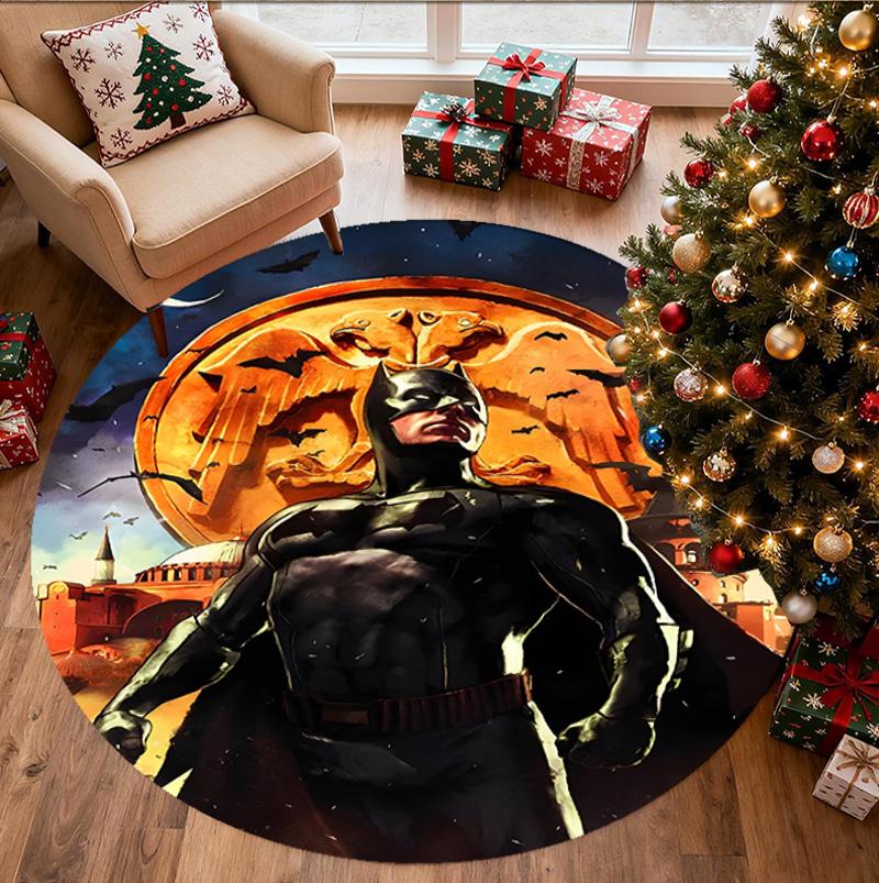 Batman Pattern Round Rug, Indoor/Outdoor Mat, for Picnic, Gameroom, Bedroom, Office, Living Room, Home Decor Carpet, Birthday Gift