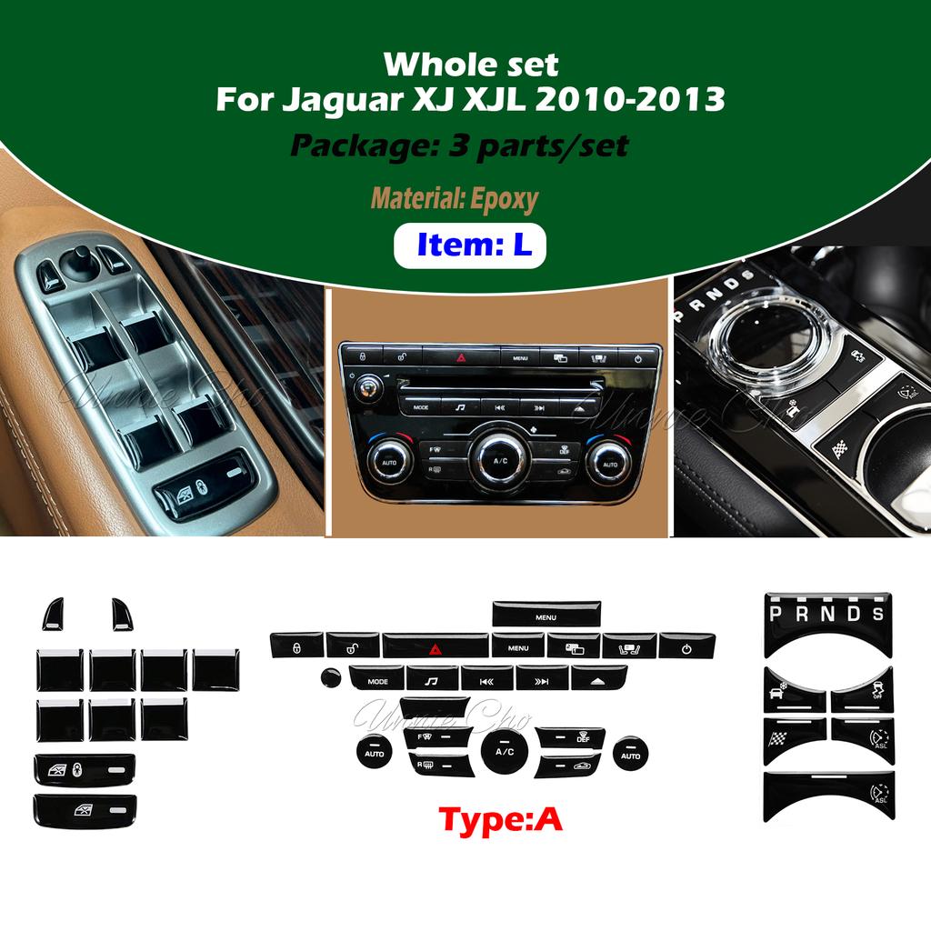 Black Epoxy Button Sticker for Jaguar XF X250 XK XKR XJ XJL Car Interior Refinishing Trim Cover for Dashboard Center Console