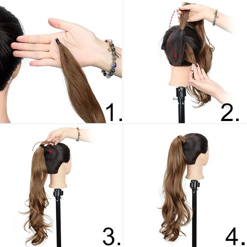 32 Zoll Langes Welliges Pferdeschwanz-Haarteil Flexibles Umwickelbares Pferdeschwanz-Haarteil für Damen Natürliches Aussehen Synthetisches Haar-Add-On