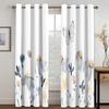 3D Digital Printing Curtain for Kitchen, Short Window Curtains, Floral and Flowers, 2 Panels