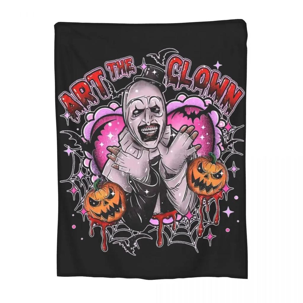 Terrifier 3 Christmas Blanket Velvet Spring/Autumn Halloween Clown Portable Thin Throw Blanket for Sofa Travel Bedspreads