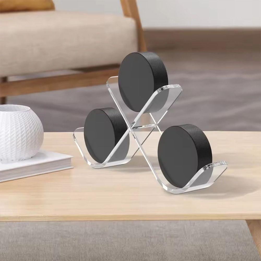 Transparent Clear Hockey Puck Display Case Acrylic Decor Storage For 3 Pucks Hockey Puck