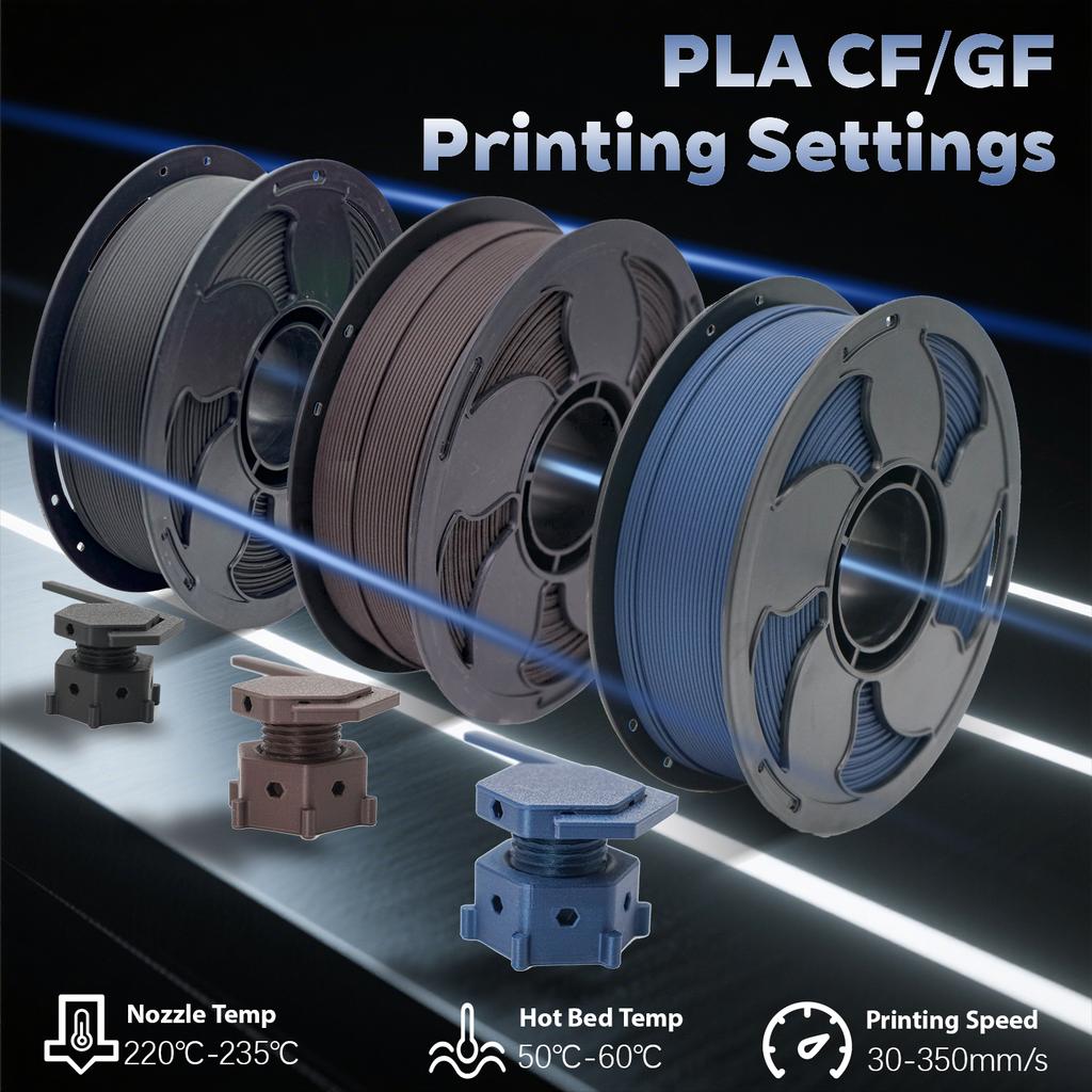 3D Print PLA PETG Filament 1.75mm CF GF Carbon Fiber High Speed Filament 1kg (2.2lbs) Colors Plastic Spool Roll Rods Filament