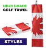 Professional Golf Caddy Towel with Carabiner National Flag Pattern Superfiber Towel Multifunctional Golf Ball Putter Reusable Golf Club Head