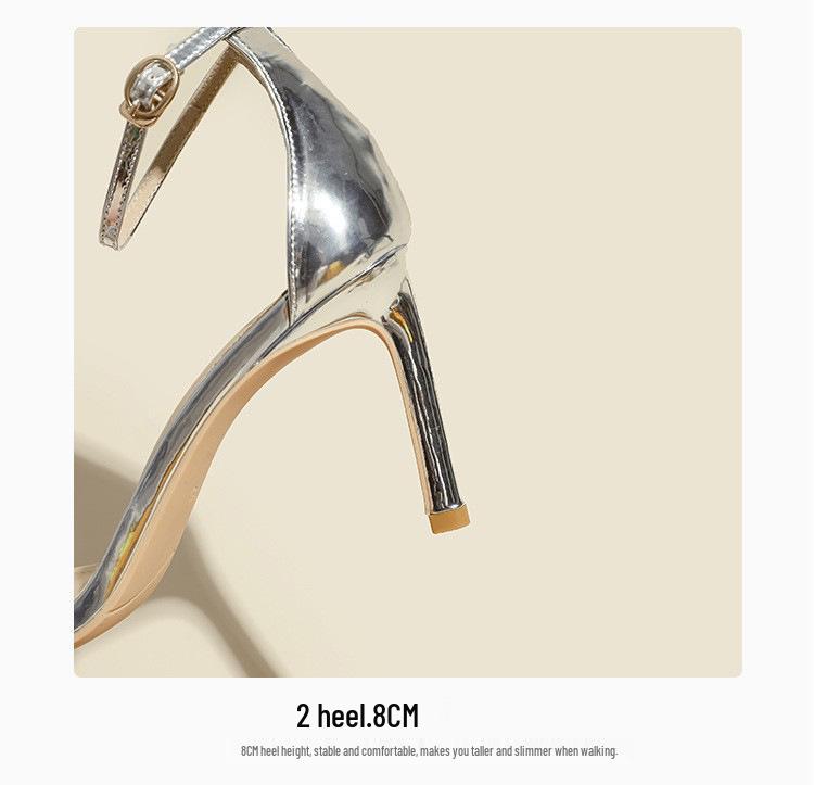 Damen Schwarze Strass Stiletto Sandalen - Frühling/Sommer 2025 Mode