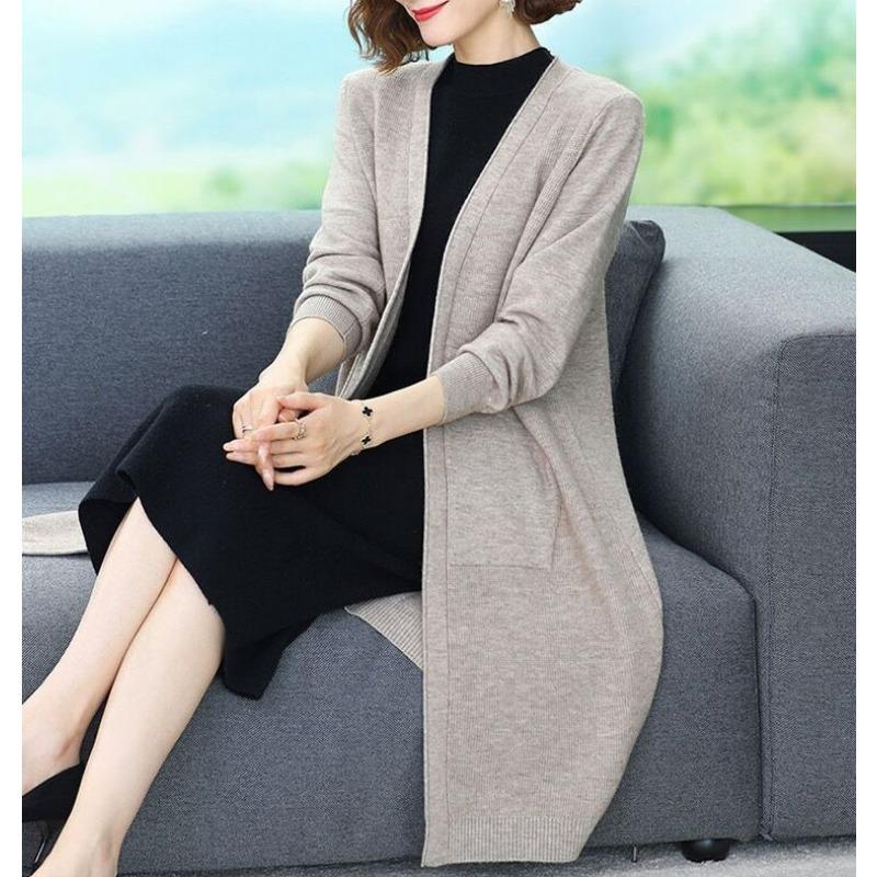 Spring and Autumn Loose Large Size Sweater Outerwear Sweater Coat Women's Knitted Cardigan Women's Long Style