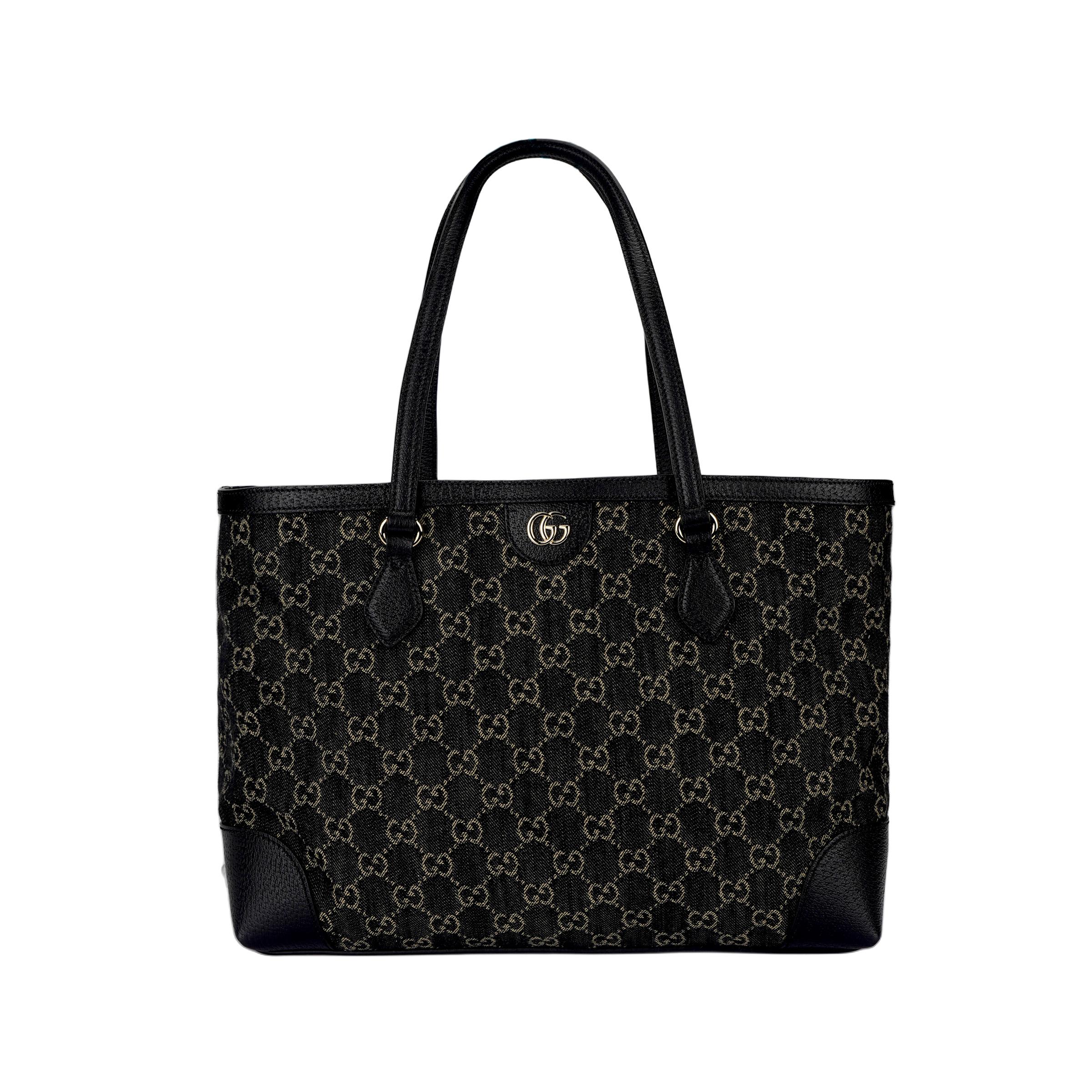 

Gucci Ophidia Logo Large Capacity Denim And Leather Tote Bag Women tote bags Black Ivory 631685-UN3BG-1274 Basic Set (Bag+Dust Bag)