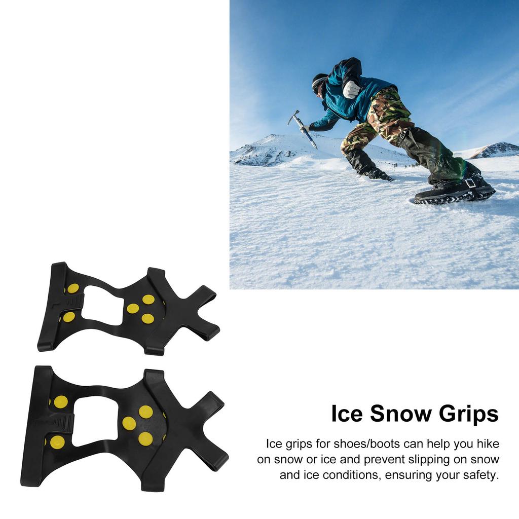 1pair 10 Spikes Ice Snow Grips Anti Slip Ice Traction Clts Walk Traction Clts for Shoes Boots Walking Hiking Climbing