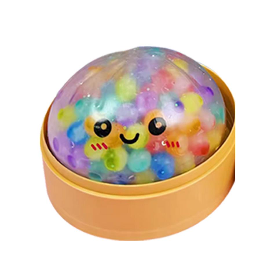 Simulation Essen Knödel Squishy Knetball Buntes Sensorisches Fidget Spielzeug mit Dampfgarer zur Stressbewältigung Heim-Schreibtisch-Dekoration Geschenk
