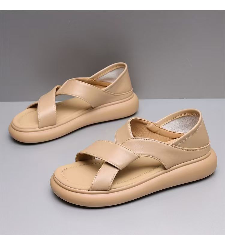 Soft Leather Bag and Sandals Women's Summer Wear 2025 New Fashion Versatile Two-wear Slippers Flat-soled Soft-soled Beach Shoes