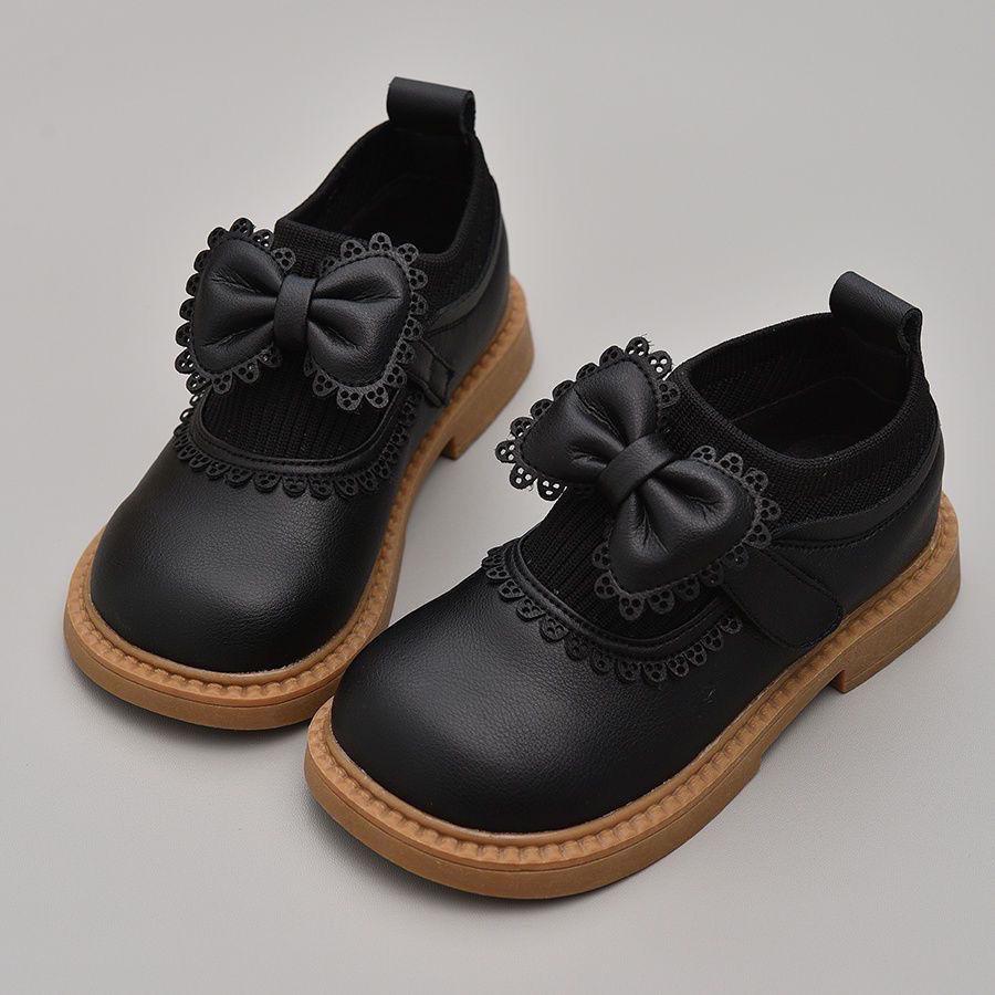 

Girls Leather Princess Shoes - Fashionable Spring/Autumn Soft Sole, Round Toe, Non-slip, Magic Tape in British Style Size 23, Insole Length 14.5 cm