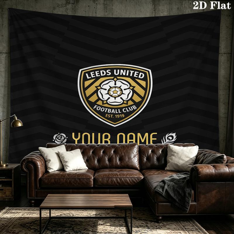 Custom Name Leeds United2 Printed Tapestry – Wall Hanging for Bedrooms, Dorms, and Home Decor