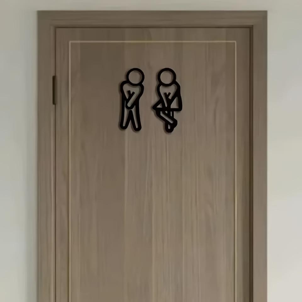 2 Acryl-Spiegel-Wandaufkleber für Toiletten, mit kreativen männlichen und weiblichen Figuren als Badezimmer-Schildern