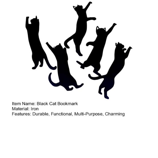 5 Stück schwarze Katzen-Lesezeichen, Metall, Katzenform, Seitenmarkierung für Buch
