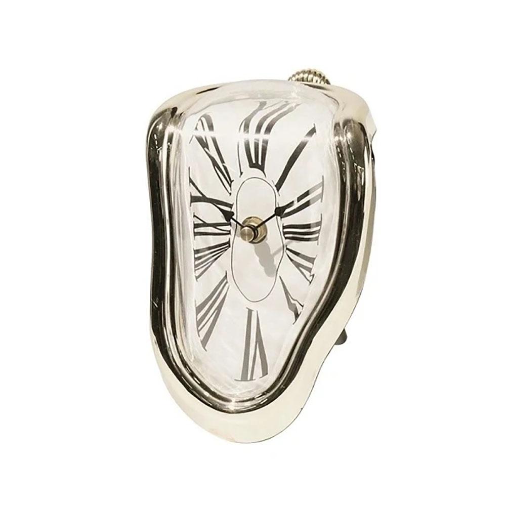 Vintage Silver Twisted Melting Clock Creative Melting Right-angle Silent Clock Decoration Home Office