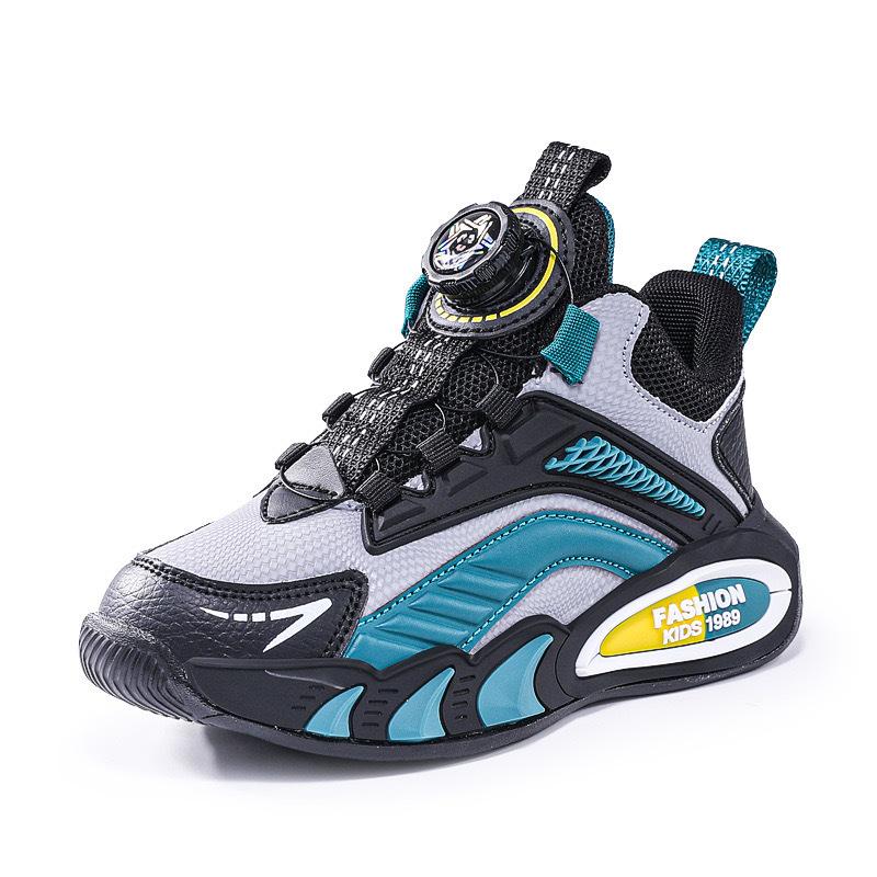 2025 Spring and Autumn Children's Sneakers Medium and Older Children's Leather Running Shoes Breathable Mesh Board Shoes Male and Female Students Shoe