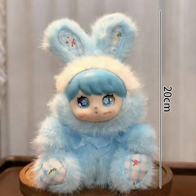 Cartoon Fur Rabbit Doll Figure Keychain Plush Cute Vinyl Doll Figurine Trendy Blind Box Toy Schoolbag Hanger Pendant Decoration