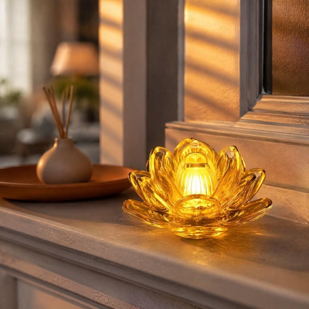 Plastic Flameless Tea Light Electronic Lotus Lamp Decorative Lighting Flameless Candle Lamp Home