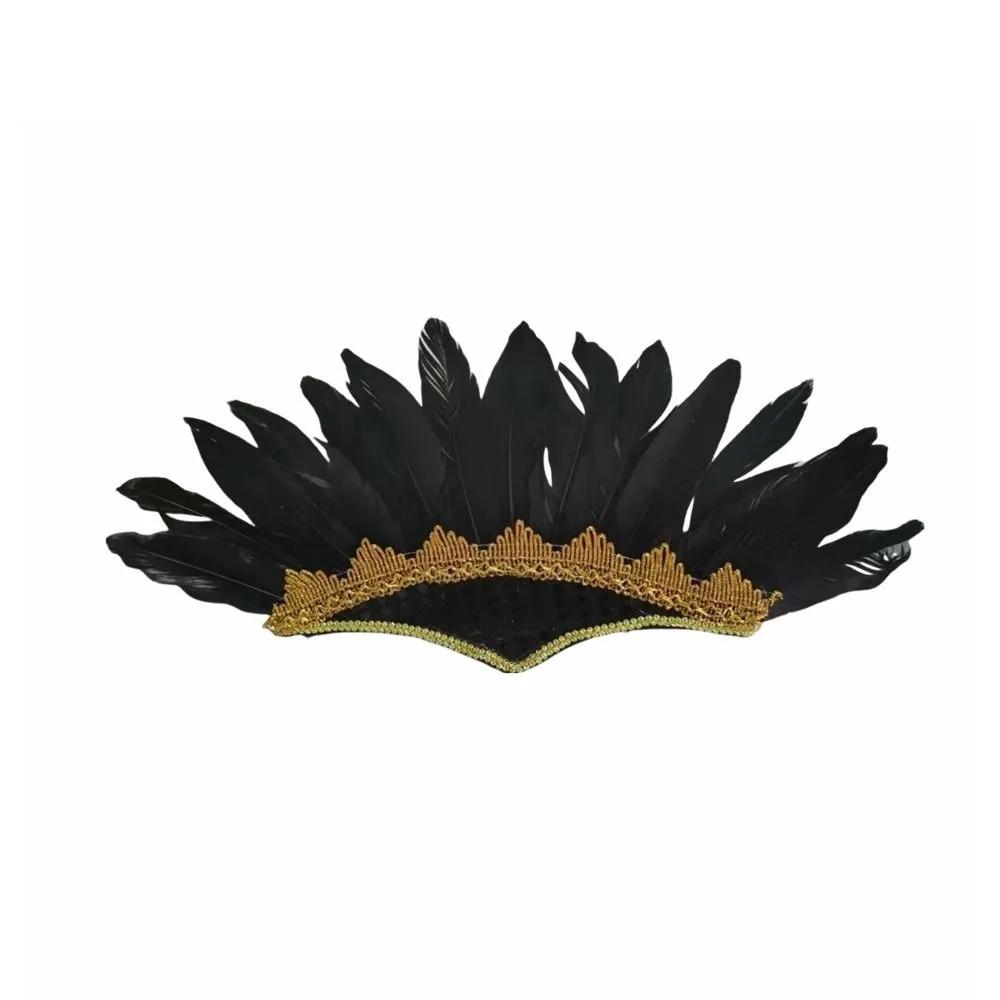 Carnival Crystal Crown Feather Headpieces Feather Headdress Mardi Gras Accessories 1920s Flapper Halloween Headband for Women чёрный