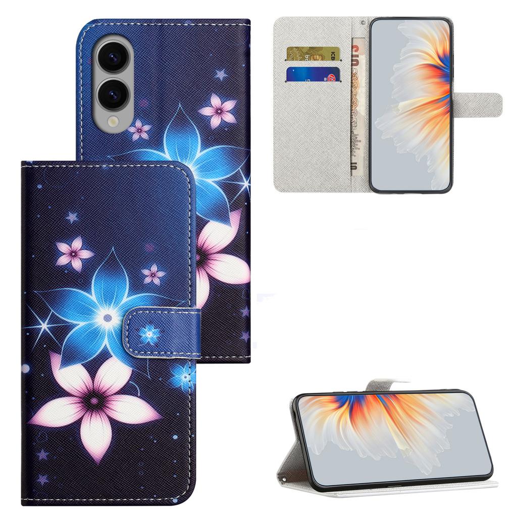 For Samsung Galaxy S25 Edge Case Pattern Print PU Leather Wallet Phone Cover Cross Texture