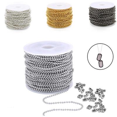 1 rolka 1,5/2,4 mm żelazny łańcuszek z koralików Około 393,7 cala Około 50 żelaznych koralików Materiał Klamra do paska Talia DIY Łańcuszek do biżuterii Nadaje się na bransoletkę
