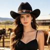 Autumn and Winter New Hat Women's British Top Hat Outdoor Travel Jazz Hat Western American Curved Brim Cowboy Hat Men