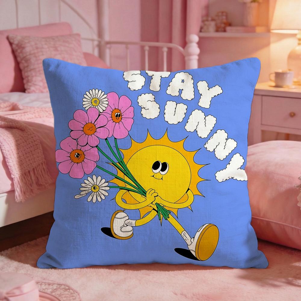 ArtCartoon Big EyesS Cushion Cover Premium Comfort Reversible Pillow Cove Two in One Design for Any Room Car Interior