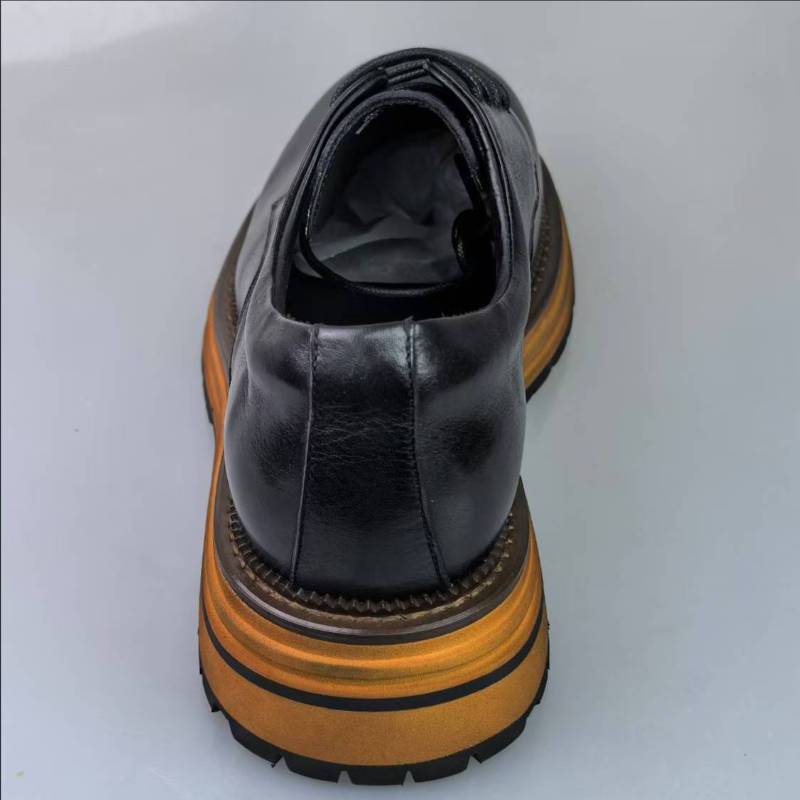 Thick-Soled Derby Leather Shoes Large-Size Wedding Shoes Trendy Lace-Up Bald Shoes Heightening Shoes Full Leather Casual Men'S Shoes Inside Out