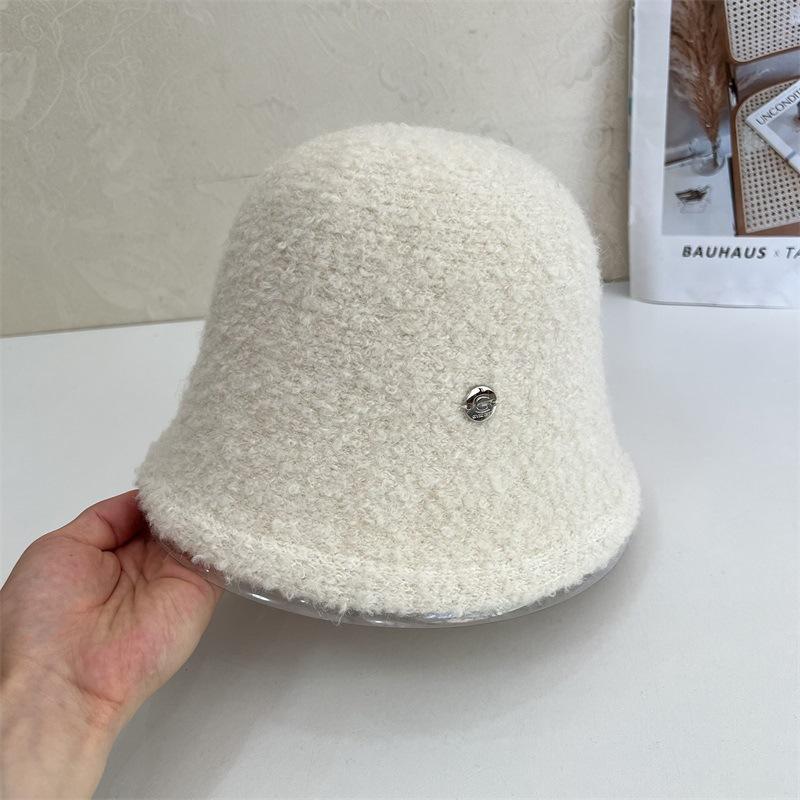 Thickened Plush Warm Bucket Hat Women's Autumn and Winter Big Head Circumference Shows Small Face Bucket Hat Fashionable Versatile Basin Hat