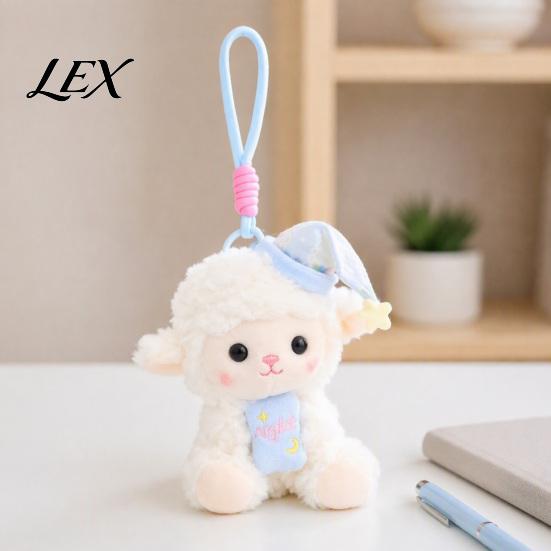 Plushie Gift for Girls Goodnight Sheep Plush Keychain, Cute Sleepy Lamb Stuffed Toy with Nightcap, Fluffy Keyring Soft Bag Charm Backpack And Nursery