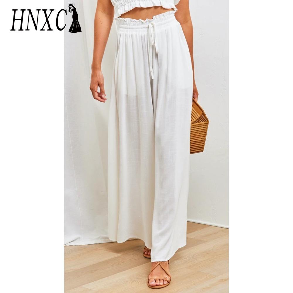 HNXC Women's Fashion Casual Solid Color Print Pants & Capris