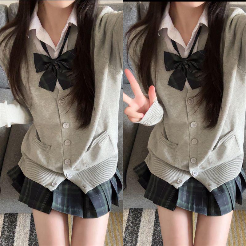 Authentic JK Uniform Long Sleeve Cardigan Sweater - Women’s Academy Style Knitted Top for Spring & Autumn.