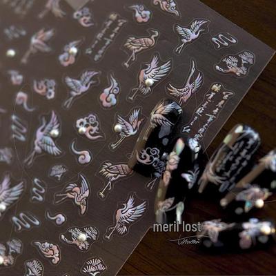 Tomoni Kristall Diamant Japanische Nagelsticker - Schmetterling, Blume & Vogel Design (Modell MS476)