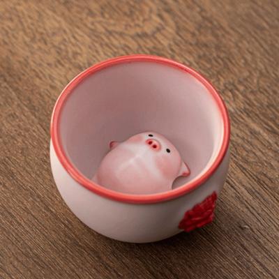 Ceramic Cartoon Ceramic Tea Cup Under Bottom Design 110/120/160/170ML Capacity Pig Spit Bubbles Cup Reusable Espresso Cup