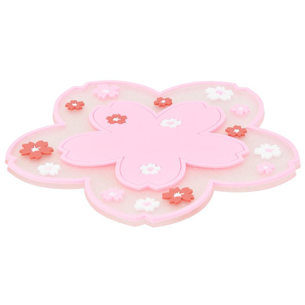 Flower Pattern Coasters Heat Insulation Coaster AntiSlip Cup Mats Tabletop   Prevent Furniture Damage(Pink )