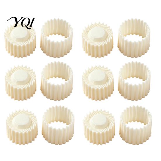 Home Baking Gadgets 2-in-1 Round Mooncake Mold, Double Ended Pastry Press with Scallop And Handheld Cookie Stamper Spiral Embossing for DIY