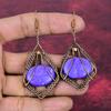 Charoite Gemstone Earrings Handmade Earring Copper Wire Wrapped Antique Jewelry