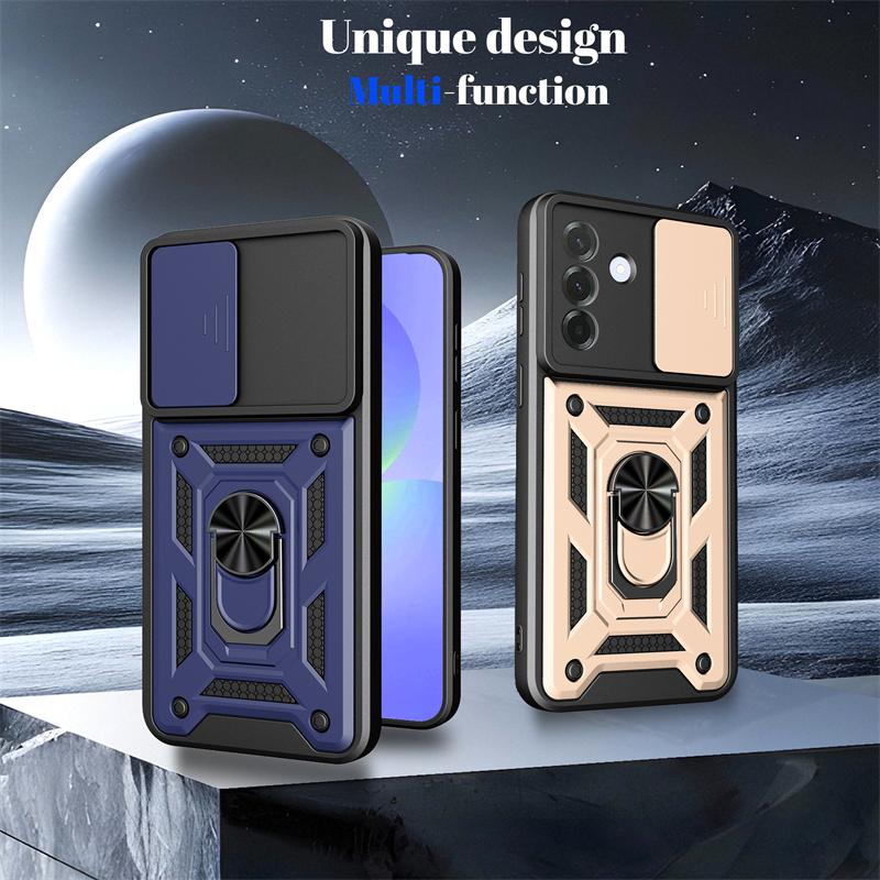 Heavy Duty Armor Magnetic Ring Holder Case For Samsung Galaxy A07 4G A27 A37 A57 5G Funda Slide Camera Lens Protect Cover Coque