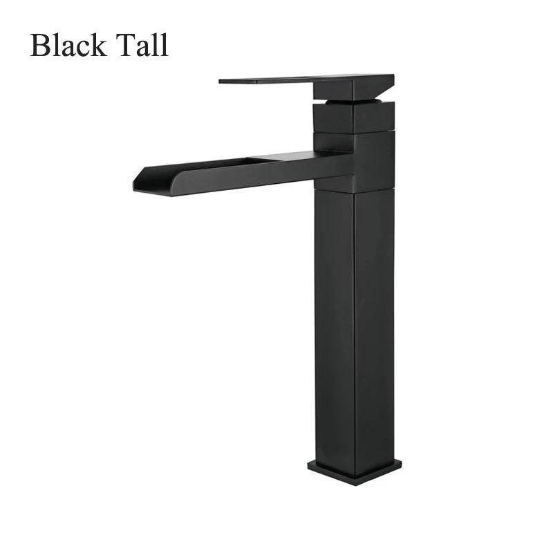 Black Gold Faucet Stainless Steel Waterfall Faucet Mixed Faucet Countertop Hot Cold Mixed Water Taps Bathroom Faucet Single Hole