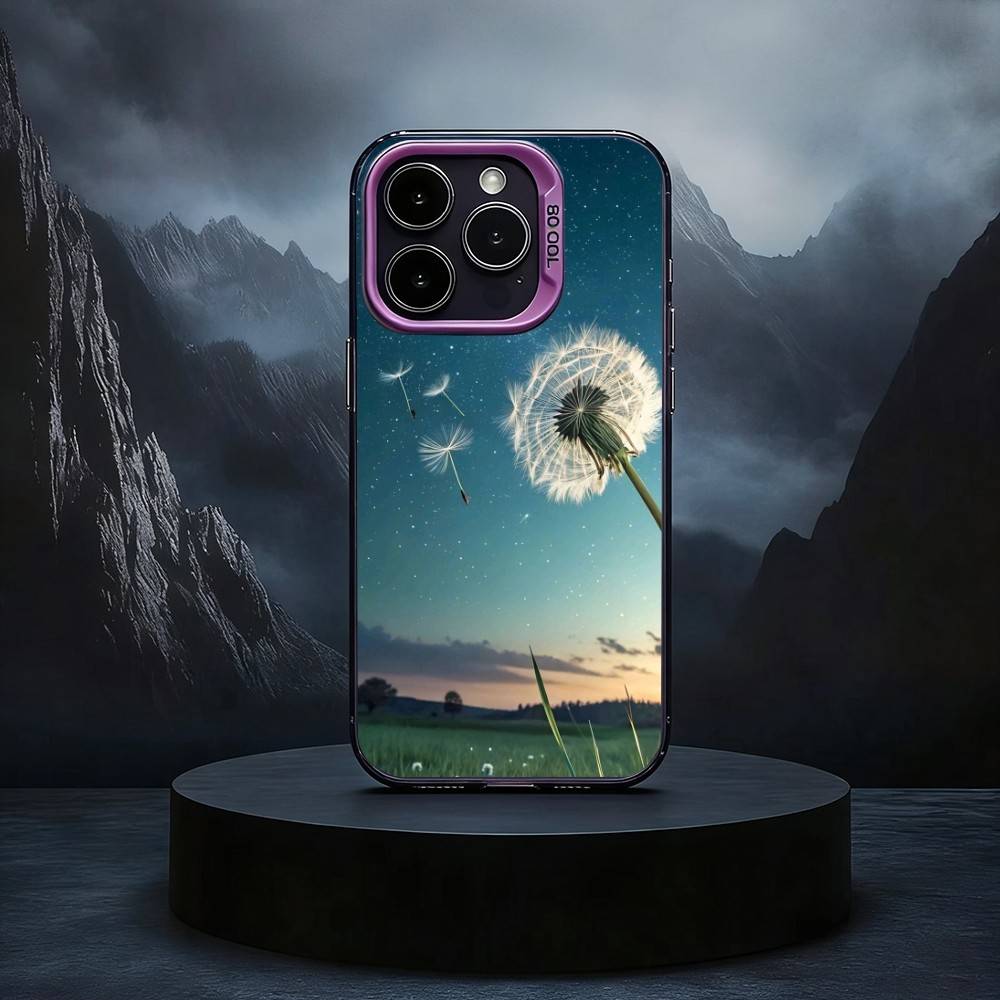 Spring Dandelion Blossom Black Candy silver phone case Phone Case For iPhone17,16,15,14,13,12,11 Plus,Pro Max iPhone12