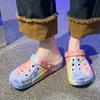 Summer Men's & Women's Sandals Tie-Dye Pattern Clogs Slip On Lightweight Two-Way Wear Garden Clogs Non-Slip Beach Slides