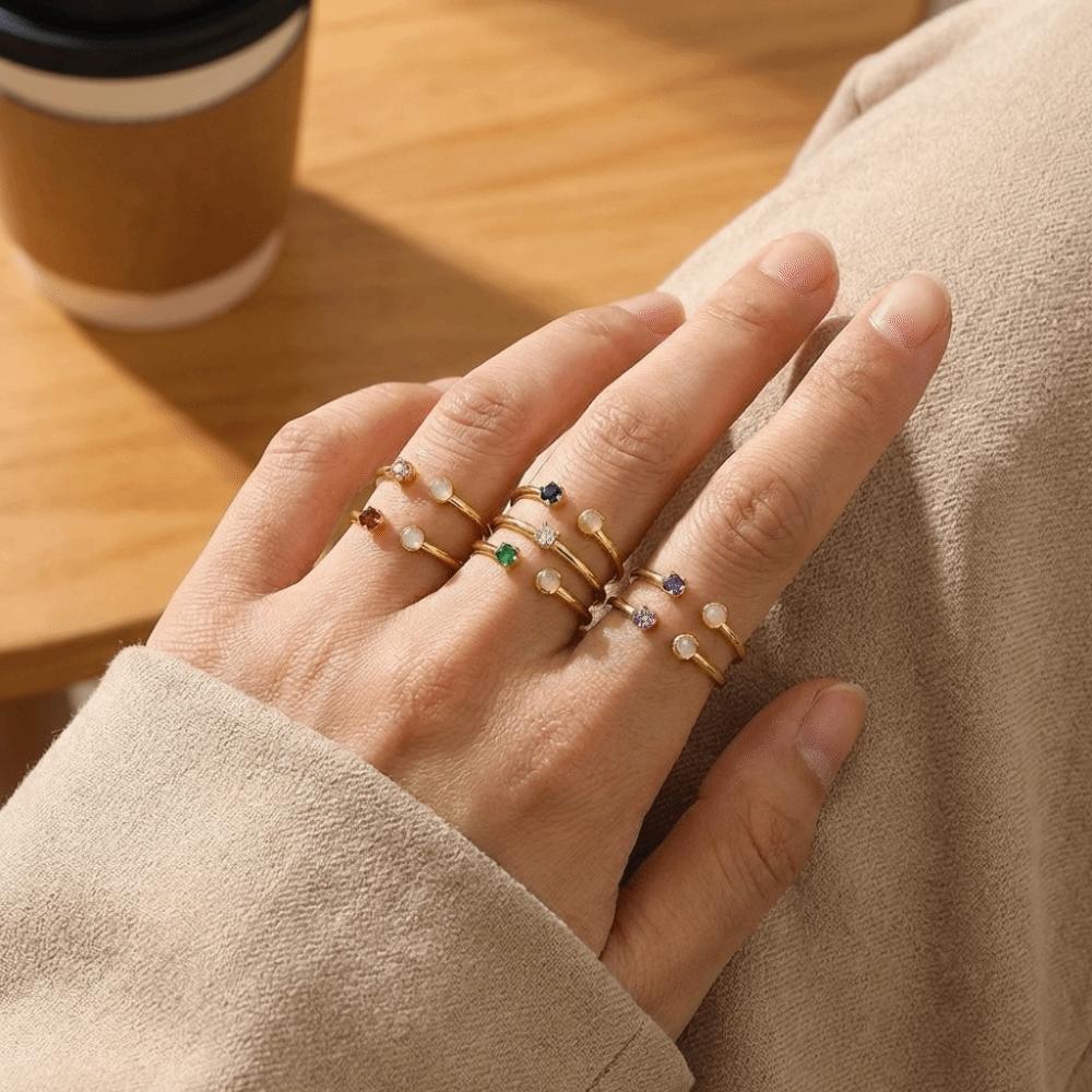 Colorful Cubic Zirconia Birthday Rings Romantic Fashion Jewelry Fashion Opening Rings Women Girls