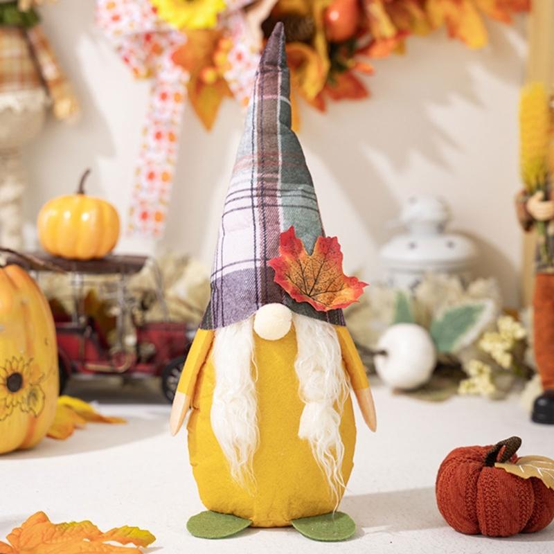 4pcs Thanksgiving Tabletop Gnomes Figurines Thanksgiving Celebration Gnomes Display Pieces for Office or Dorm Decoration