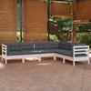 Salon de jardin 6 pcs avec coussins  bois de pin massif